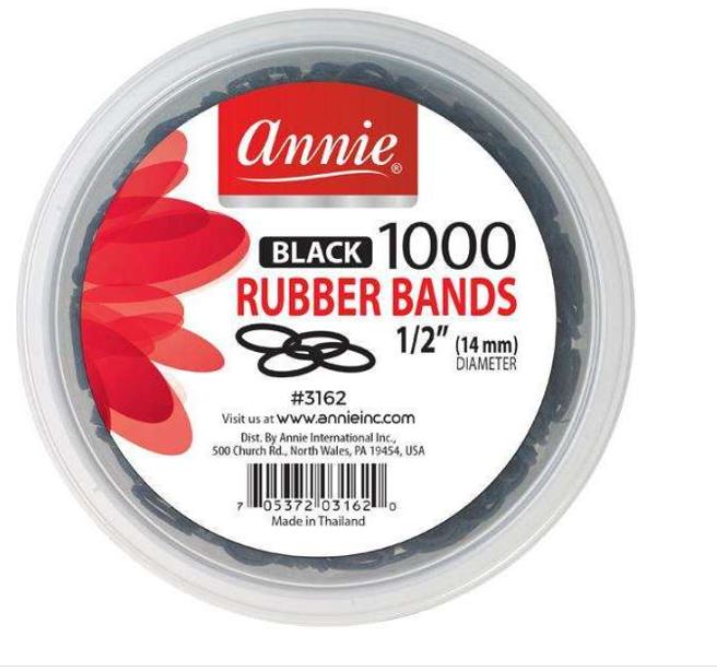 Annie Rubber Bands 1000ct Black